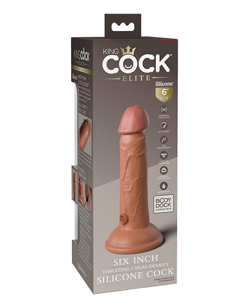 King Cock Elite 6" Dual Density Vibrating Silicone Cock - Tan