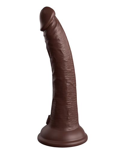 King Cock Elite 7" Dual Density Vibrating Silicone Cock w/Remote - Brown