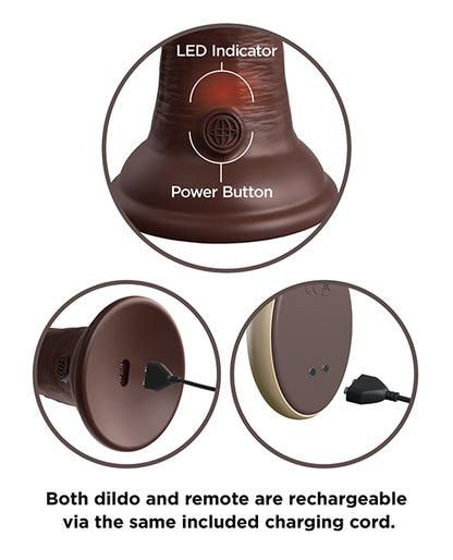 King Cock Elite 7" Dual Density Vibrating Silicone Cock w/Remote - Brown