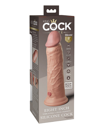 King Cock Elite 8" Dual Density Vibrating Silicone Cock - Light