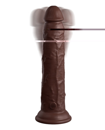 King Cock Elite 9" Dual Density Vibrating Silicone Cock w/Remote - Brown