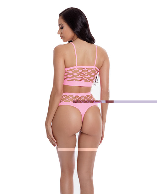 Pink Lipstick Neon Dreams Bra & High Waist Thong Pink O/S