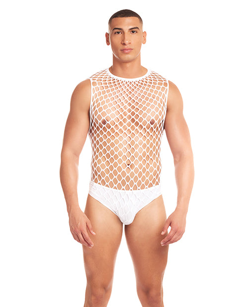 Rainbow Party Full Effect Large Mesh Unitard 2 pc Set - White S/M