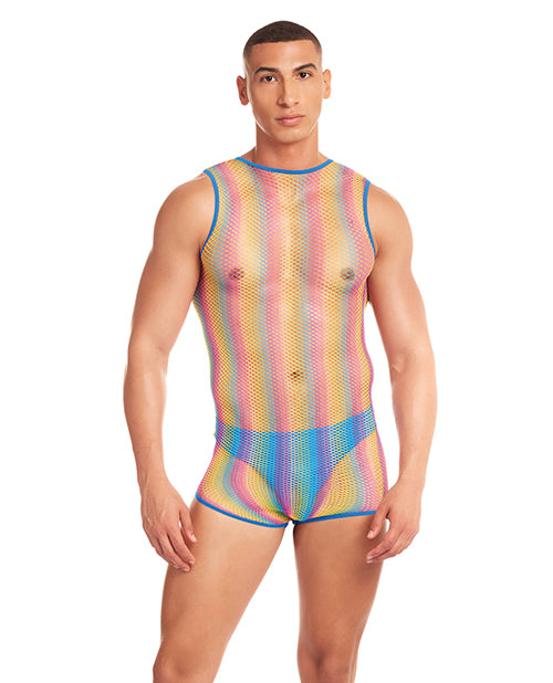 Rainbow Party Pride Star Mesh Singlet 2 pc Set - Rainbow L/XL