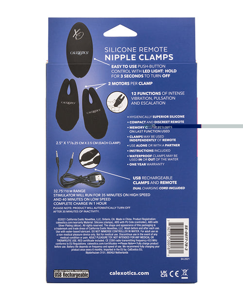 Silicone Nipple Clamps w/Remote - Black