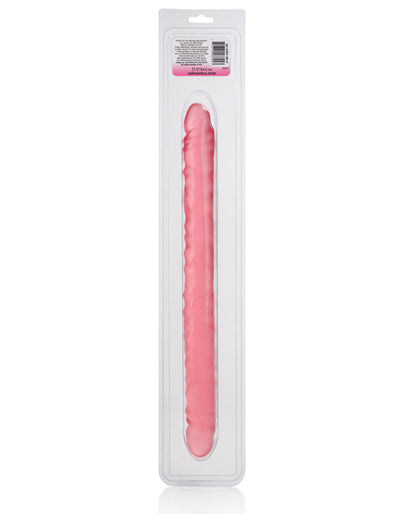 17" Slim Jim Duo Veined Super Slim Dong - Translucence Gel Pink