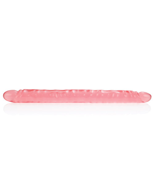 17" Slim Jim Duo Veined Super Slim Dong - Translucence Gel Pink