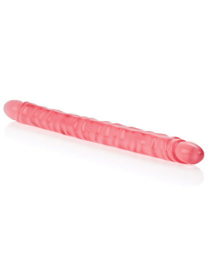 17" Slim Jim Duo Veined Super Slim Dong - Translucence Gel Pink