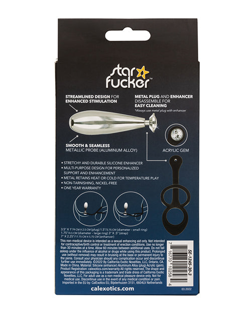 Star Fucker Glider Gem Plug w/Silicone Enhancer - Black