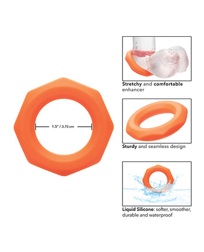 Alpha Liquid Silicone Sexagon Ring - Orange