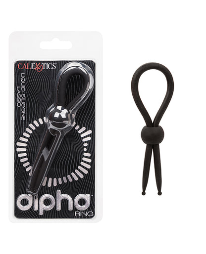 Alpha Liquid Silicone Lasso Cock Ring - Black