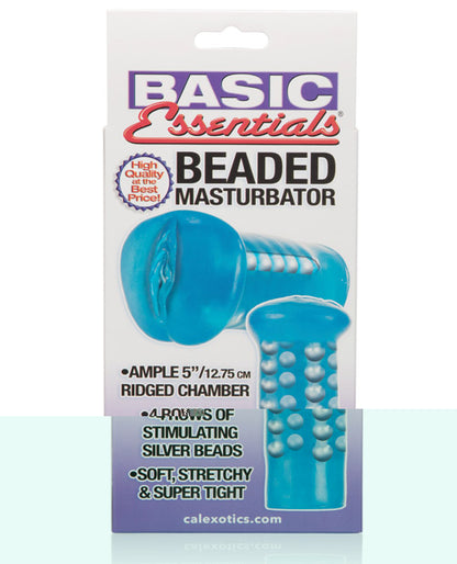 Basic Essentials Beaded Masturbator - Blue