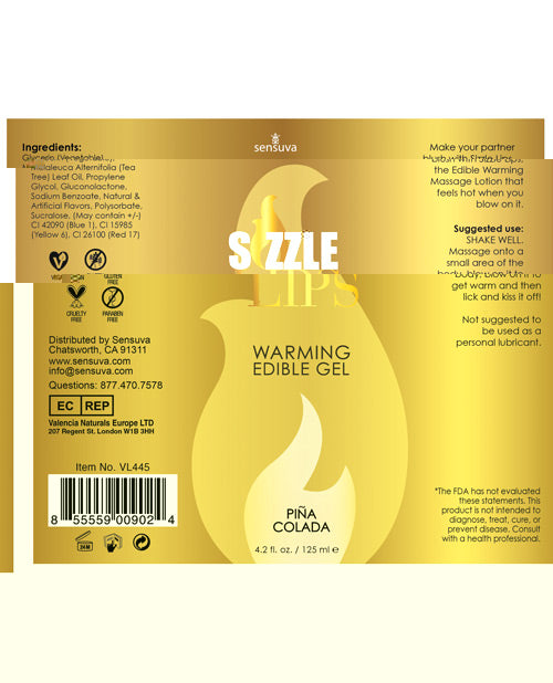 Sizzle Lips Warming Gel - 4.2 oz Pina Colada