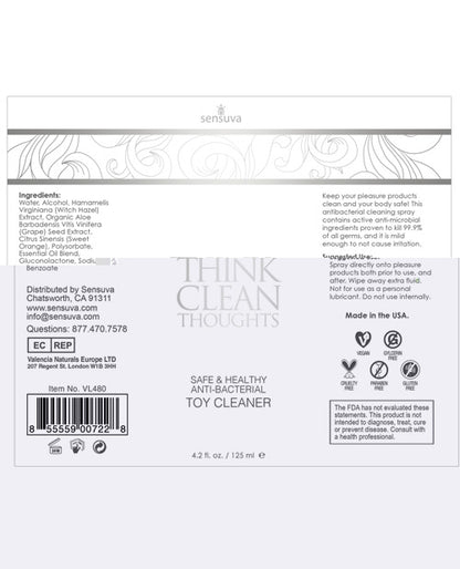 Sensuva Think Clean Thoughts Toy Cleaner - 4.2 oz