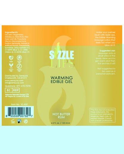 Sizzle Lips Warming Gel - 4.2 oz Bottle Butter Rum