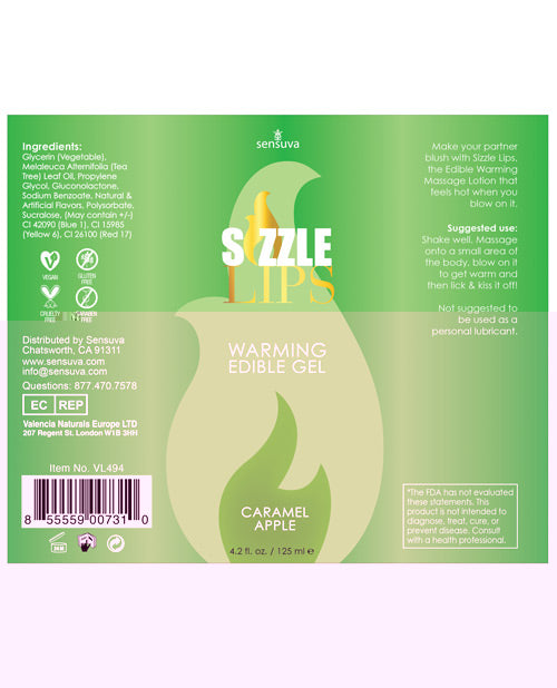 Sizzle Lips Warming Gel - 4.2 oz Bottle Caramel Apple