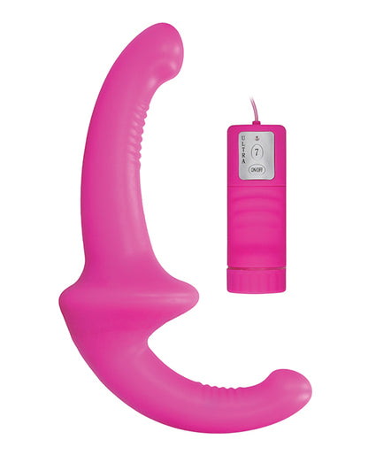 Shots Ouch Vibrating Silicone Strapless Strap On w/Controller - Pink