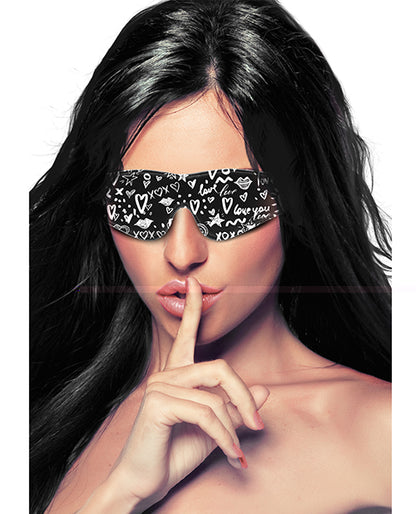 Shots Ouch Love Street Art Fashion Printed Eye Mask - Black