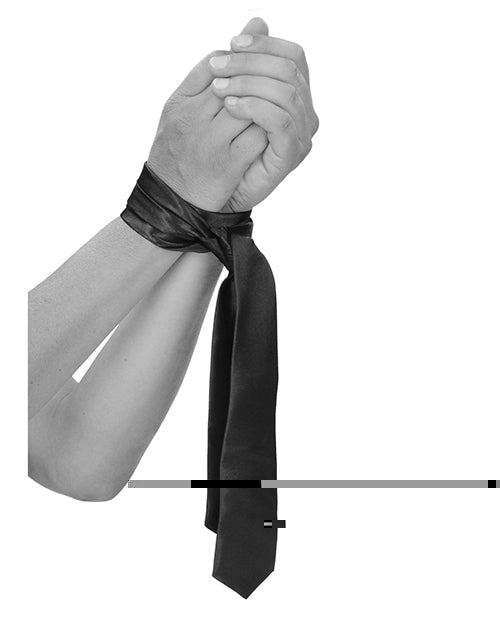 Shots Ouch Black & White Satin Bondage Tie - Black