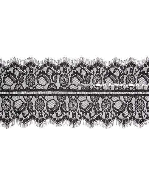 Shots Ouch Black & White Lace Mask w/Elastic Straps - Black