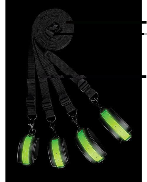 Shots Ouch Bed Bindings Restraint Kit - Glow in the Dark