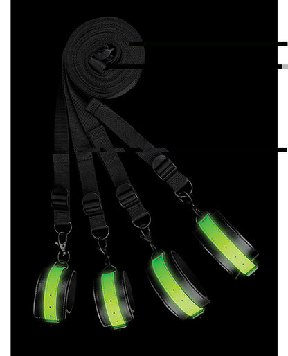 Shots Ouch Bed Bindings Restraint Kit - Glow in the Dark
