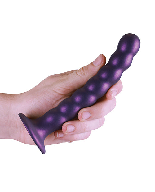 Shots Ouch 6.5" Beaded G-Spot Dildo - Metallic Purple