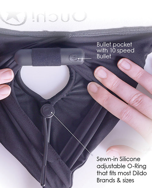 Shots Ouch Vibrating Strap On Brief - Black M/L