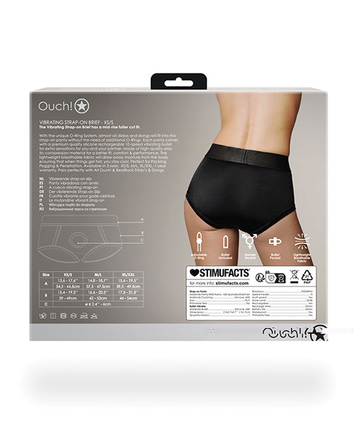 Shots Ouch Vibrating Strap On Brief - Black XS/S