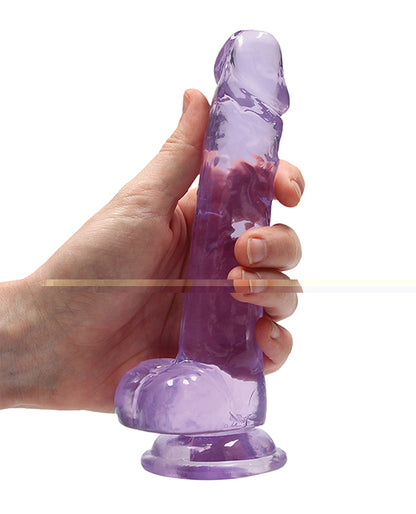 Shots RealRock Realistic Crystal Clear 7" Dildo w/Balls - Purple