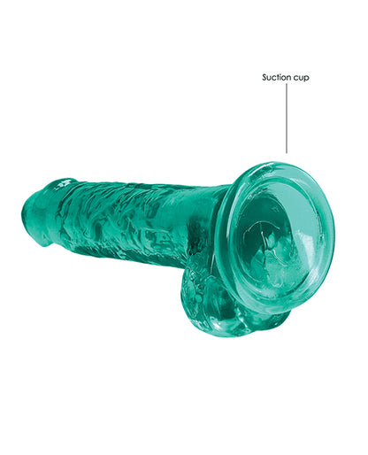 Shots RealRock Realistic Crystal Clear 7" Dildo w/Balls - Turquoise