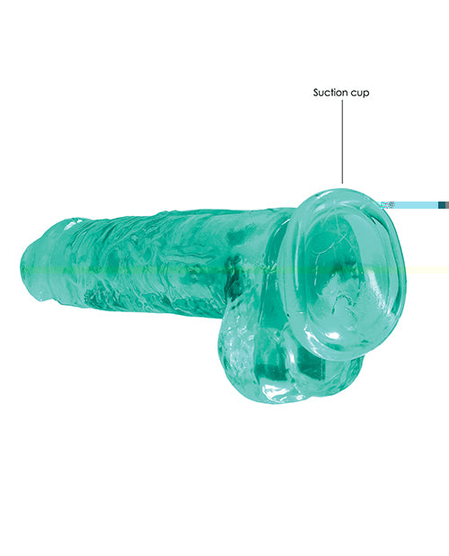 Shots RealRock Realistic Crystal Clear 8" Dildo w/Balls - Turquoise