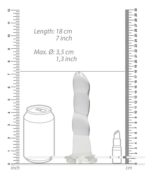 Shots RealRock Crystal Clear 7" Rippled Dildo  - Transparent