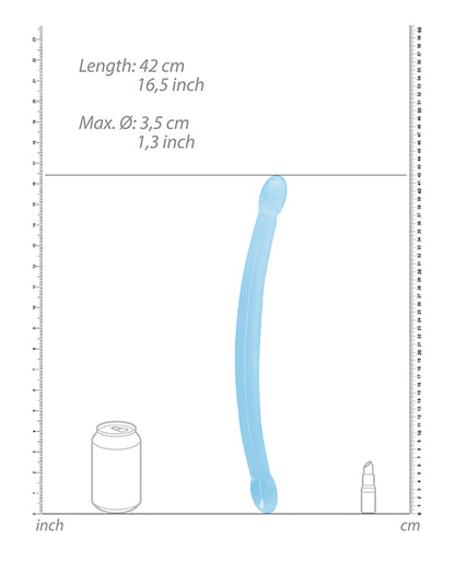 Shots RealRock Crystal Clear 17" Double Dildo  - Blue