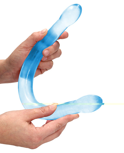 Shots RealRock Crystal Clear 17" Double Dildo  - Blue