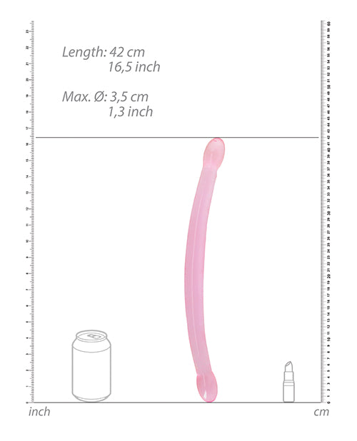 Shots RealRock Crystal Clear 17" Double Dildo  - Pink