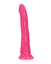 Shots RealRock 7" Slim Dildo Glow in the Dark - Neon Pink