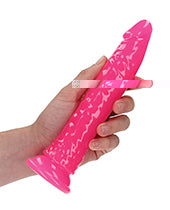 Shots RealRock 8" Slim Dildo Glow in the Dark - Neon Pink