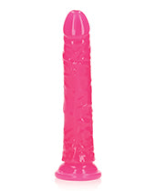 Shots RealRock 8" Slim Dildo Glow in the Dark - Neon Pink