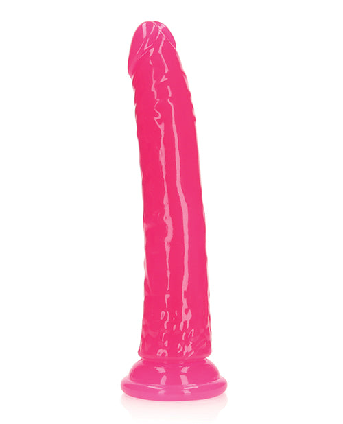 Shots RealRock 9" Slim Dildo Glow in the Dark - Neon Pink