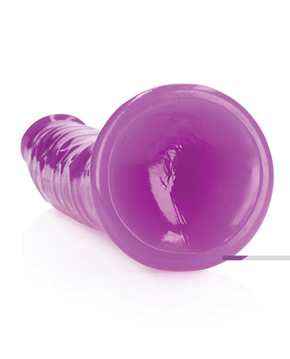 Shots RealRock 10" Slim Dildo Glow in the Dark - Neon Purple