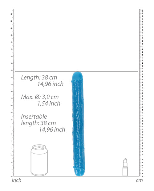 Shots RealRock 15" Double Dong Glow in the Dark - Neon Blue