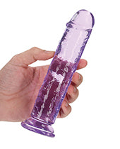 Shots RealRock Crystal Clear 7" Straight Dildo w/Suction Cup - Purple