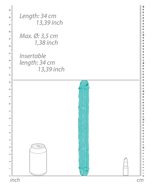 Shots RealRock Crystal Clear 13" Double Dildo - Turquoise