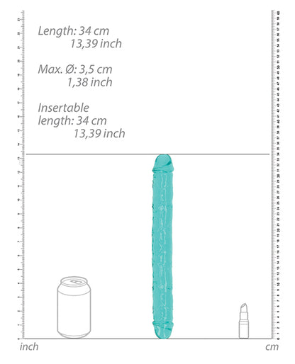 Shots RealRock Crystal Clear 13" Double Dildo - Turquoise