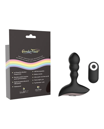 Gender Fluid Shake Anal Vibe w/Remote - Black