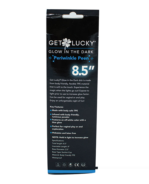 Get Lucky 8.5" Glow in the Dark Periwinkle Peen Dildo