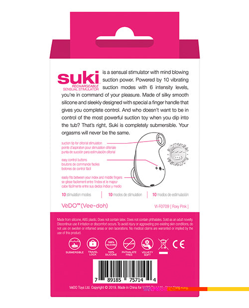 VeDO Suki Rechargeable Vibrating Sucker - Foxy Pink