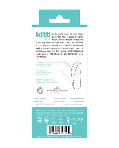 VeDO Kitti Rechargeable Dual Vibe - Tease Me Turquoise