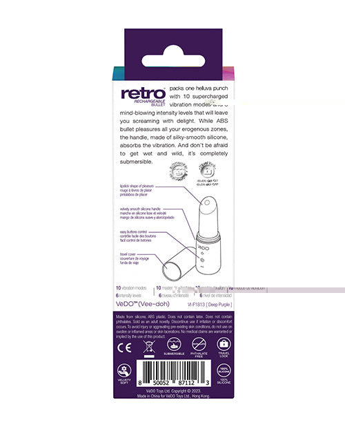 VeDO Retro Rechargeable Bullet Lip Stick Vibe - Purple